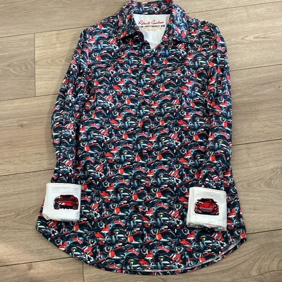 Robert Graham Exclusive Ferrari Car Black and Red Button Down Long Sleeve - XS - Picture 12 of 13